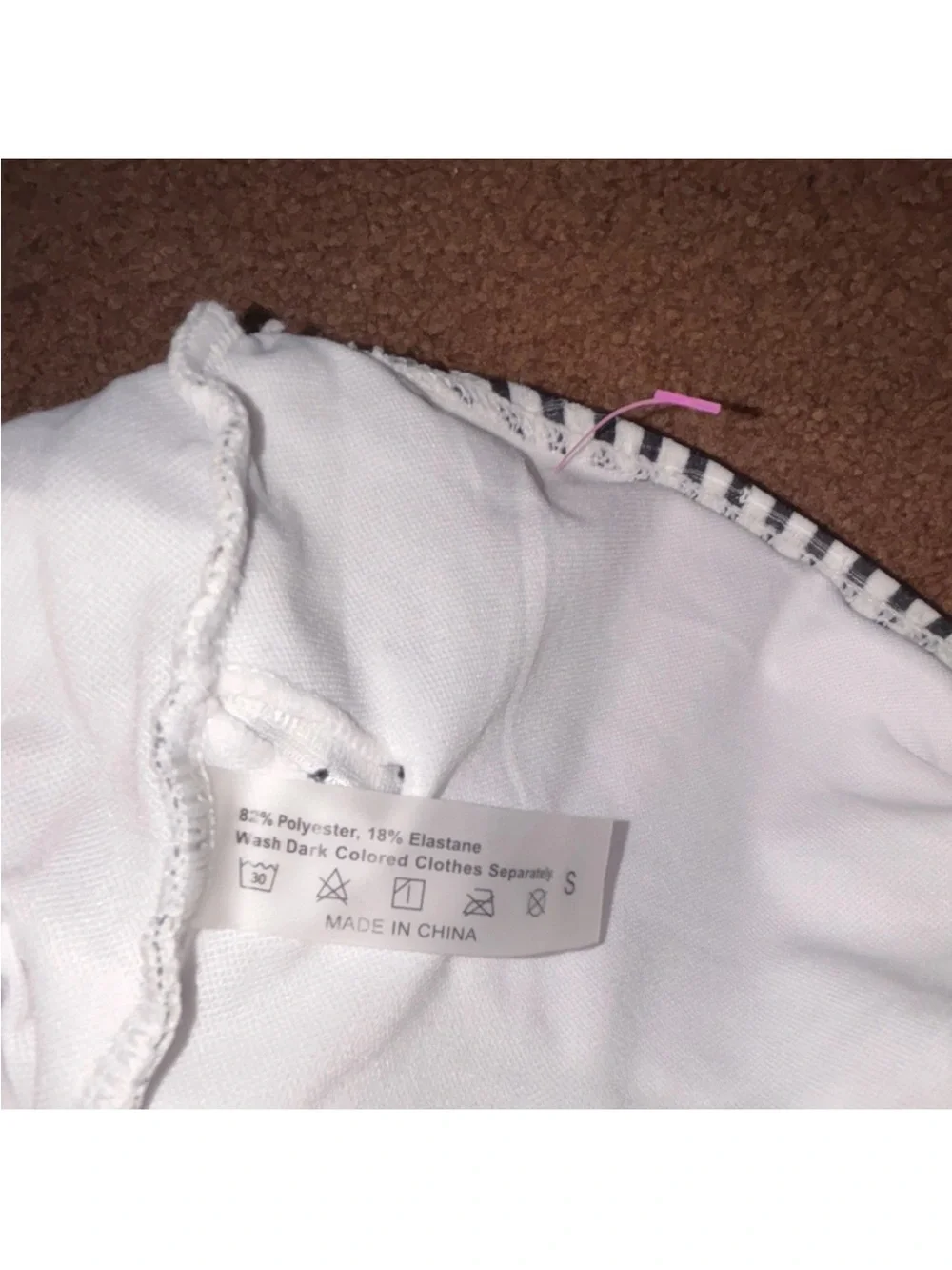 White and black striped swimsuit size M